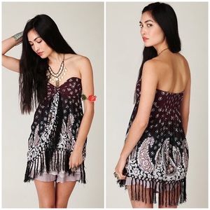 Free People Paisley Fringe Tube Top